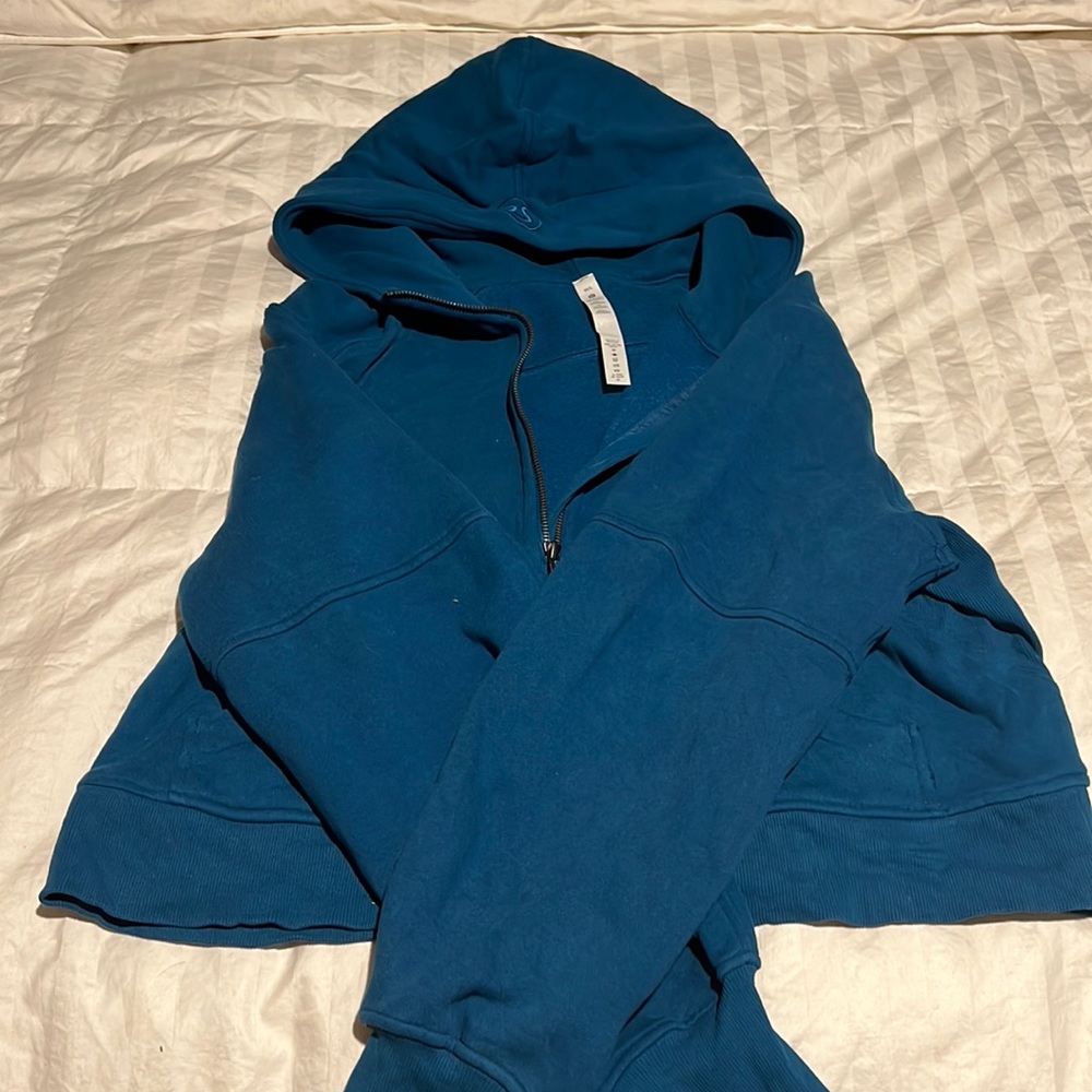 M/L oversized crop scuba hoodie half zip